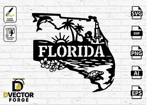 Florida Vector CNC Project – CAD Design for Plasma or Laser Cutting - Etsy