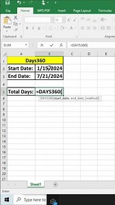 Excel DAYS360 Formula Explained | Calculate Days Between Dates (360-Day Method)