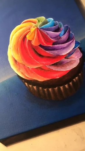 Painting a rainbow cake... nothing more, nothing less #art #foryou #cupcake #painting #viral