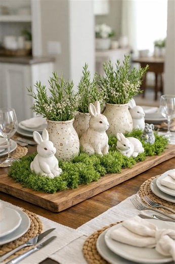 Farmhouse Easter Bunny Table Centerpiece, Rustic Spring Decor With Greenery - Etsy