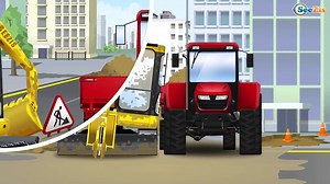 МУЛЬТИК СБОРНИК - Трактор, Экскаватор и Бульдозер - Рабочие Машинки в Городке Мультфильм для детей