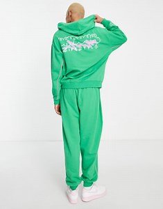 ASOS Daysocial set with logo graphic prints and contrast piping in green | ASOS