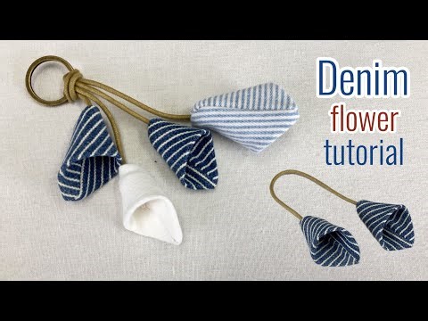 How to sew denim beautiful flower for key chain or decorate , Sewing ideas from jeans scrap ,diy