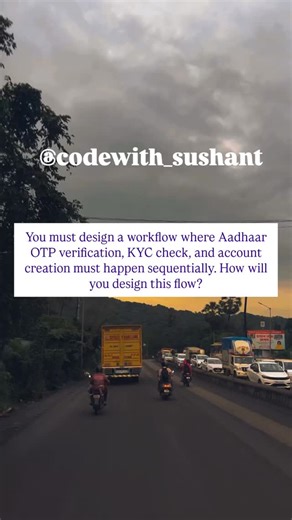 Sushant Kumbhar on Instagram: "✅ Sequential Workflow: Aadhaar OTP → KYC → Account Creation 1. Aadhaar OTP Verification User enters Aadhaar → system sends OTP via UIDAI. User submits OTP → backend verifies. On success, mark workflow state as OTP_VERIFIED. 2. Trigger KYC Check After OTP success, call Aadhaar eKYC / CKYC API. Fetch and validate customer details (Name, DOB, Address). Perform dedupe & fraud checks. On success, update state to KYC_COMPLETED. 3. Account Creation Create customer profile