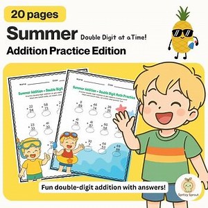 Summer Addition – 20 Pages of Double-Digit Math Practice with Answer Keys