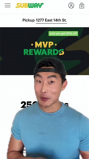 New rewards program just dropped. Enroll in Subway® MVP Rewards today and get the little treats you actually want. Subway® MVP Rewards available at participating restaurants. Points may not be earned on third-party delivery orders, ezCater catering orders, or purchases of gift cards. Valid at participating U.S. restaurants for Subway® App/online orders only. Subway® Rewards members only. Expires 10/31/23.