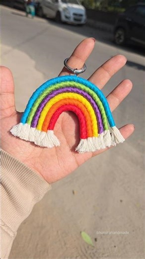 DIY Rainbow Macrame Kit😍 #diy #handmade #craft #keychain