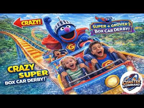 Super Grover’s Box Car Derby POV 🐦 SeaWorld Orlando Family Coaster! (Full Ride)