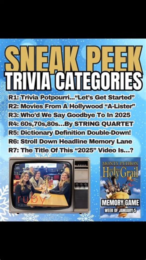 ruby PUB TRIVIA on Instagram: "We are thrilled to bring you our first trivia show of 2026, year of the Fire Horse! Monty Python fans will ignite in delight as we unveil The Holy Grail as this week's Memory Movie! Gather the gang and start your new resolution to play ruby PUB TRIVIA every week at one of your favorite venues 🤗 Are you coming? Please check out our amazing hospitality partners! @Pheasant_plucker1 @waysidediningbar @mickandangelosnf @southcote_53 @stlouissudbury_hanmer @powerhouse_r