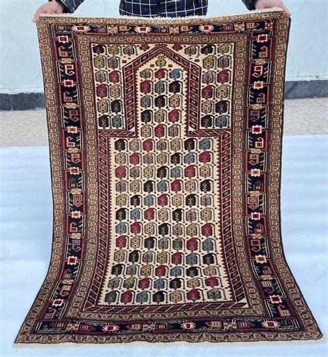 1970s Antique Caucasian Daghestan Prayer Rug 3'2 X 4'4 FT, Handmade Prayer Rug Shirvan Prayer Rug. - Etsy