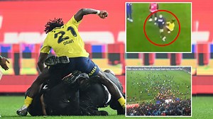 Chelsea flop attempts 'spinning high kick' as team assaulted by pitch invaders