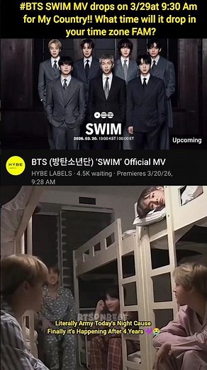 #BTS SWIM MV drops on 3/20 at 9:30 Am for 🇮🇳 #bts #fypviralシ #kpop #btscomeback