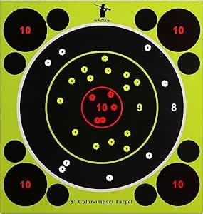 3-Color Splatter Shooting Targets, Red Bullseye 8" Instant Reactive Target Sticker, Self Adhesive Paper Target for Shooting Range & Practice