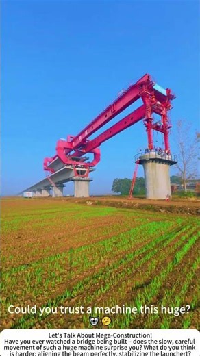 Bridge Erection Machine in Action – Placing Massive Beams on Piers 🌉⚙️