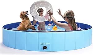 Foldable Dog Pool for Large Dogs 63in Portable Pets Bathing Tub Kiddle Swimming Pools for Kids Dogs Indoor and Outdoor (63inch*12inch)