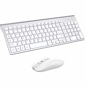 Wireless Keyboard and Mouse Combo, Cimetech Quiet Full-Size Keyboard and Adjustable DPI Mouse Set, 2.4GHz USB Ultra Slim Silent Computer Keyboard and Mouse for Laptop, PC, Notebook, Desktop-Silver