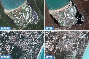 Harrowing before and after satellite photos reveal full scale of Hurricane Irma's Caribbean devastation which is even visible from SPACE