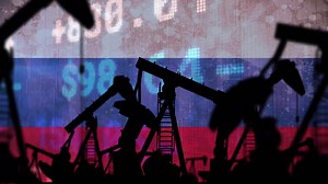 Animation of pump jacks and financial data over flag of russia | Premium Stock Video Footage
