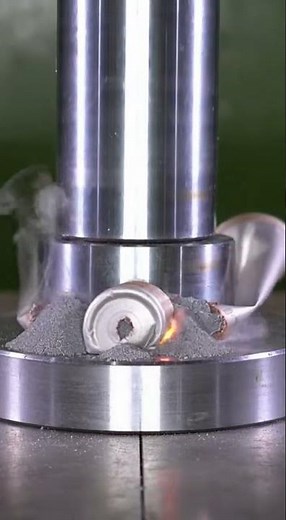 CRUSHING LITHIUM BATTERY WITH HYDRAULIC PRESS! Sparks, Smoke & ASMR Crunching Sounds 🔥💥