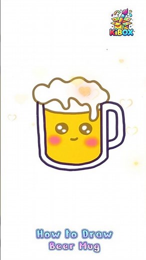 How to Draw a Cute Beer Mug 🍺💛 | Easy Kawaii Beer Drawing Tutorial