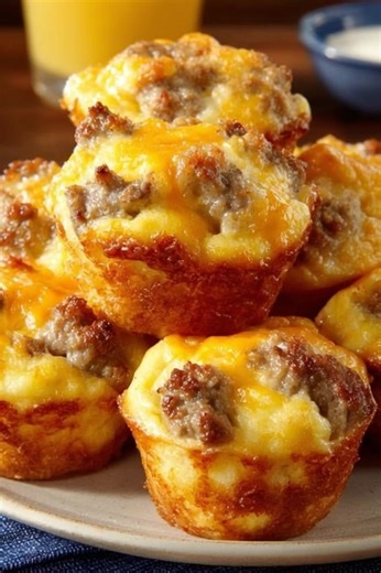 🍳🧀 Sausage, Egg, and Cheese Bisquick Muffins – Easy Grab-and-Go Breakfast Comfort 💛 Warm, fluffy, and loaded with savory sausage and melty cheese, these Bisquick breakfast muffins come together fast and bake up perfectly golden. They’re ideal for busy mornings, weekend brunch spreads, or make-ahead breakfasts the whole family will love. Ingredients: • 1 lb breakfast sausage • 4 large eggs, lightly beaten • 1 cup shredded sharp cheddar cheese • 1 cup Bisquick baking mix Instructions: 1- Prep t