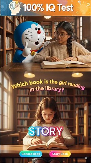 Which book is the girl reading in the library? | Library Reading Mystery | Observation Challenge |
