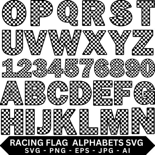 Checkered Alphabet Numbers SVG Bundle, Racing Flag Letters (digital Download) - Etsy