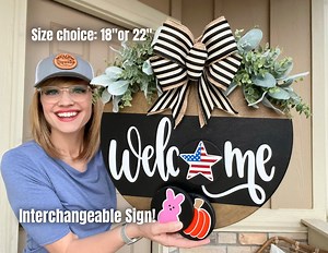 Front Door Decor | Interchangeable Sign | Interchangeable Holidays | Interchangeable Welcome Sign | Year Round Wreath | Door Sign - Etsy