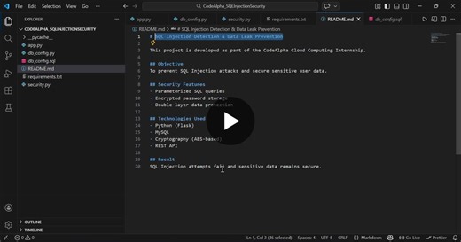 #cloudcomputing #cybersecurity #sqlinjection #python #flask #mysql #codealpha #internship | Sami Ulhaq Murad