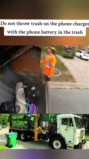 37K views · 300 reactions | Do not throw trash on the phone charger with the phone battery in the trash#trieng #fyp #fppppppppppppppppppp #cleaningtiktok #truck #cleaning | GarbageTruckk | Facebook