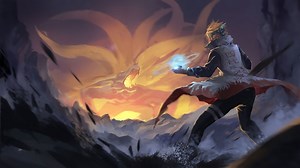 Naruto Facing Kurama in Fiery Battle Rare Gallery wallpaper