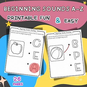 Beginning Sounds A–Z Worksheets | Phonics Alphabet Matching Activity | Preschool & Kindergarten Literacy Printable - Etsy Canada