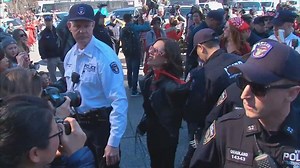 WOMEN IN CUSTODY: 13 women were arrested during an "International Women's Day" protest outside the Trump International Hotel in Manhattan. Police said they disobeyed ordered orders to get out of the street. More video and details: http://7ny.tv/2mklOaj | ABC7NY