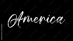 America Text Animation. Ink Drop Word Text animation in White Color. Animated Handwritten Alpha Channel. Suitable for celebrations. 4K Footage video