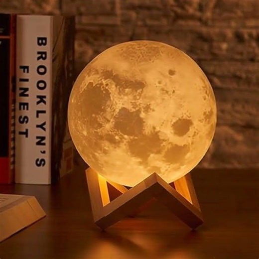 Moon Lamp 15cm with Wooden Stand | 7 Color Changing LED Touch Sensor Night Light