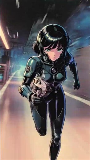 Cyberpunk Anime Girl Running | Futuristic AI Animation #shorts