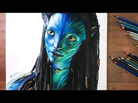 Neytiri(Zoe Saldana), Avatar 2009 - Speed drawing | drawholic