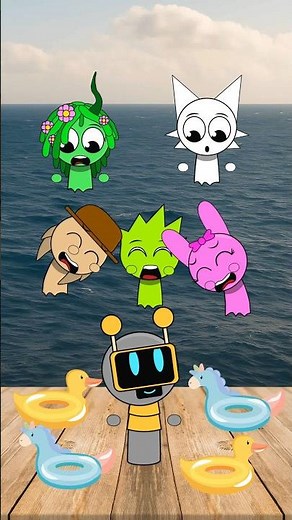 sprunki vineria and wenda drowning in the sea!!! #sprunki #sprunkiincredibox #animation
