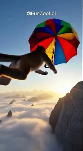 Monkey Skydiving with Umbrella — Unbelievable Scene! 😂🪂 #wildlife #shorts #animalrescue #monkey