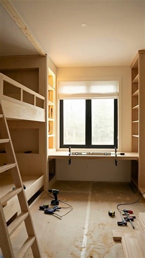Ultimate Small Bedroom Solution: Built-In Bunk + Backlit Shelves + Study Zone