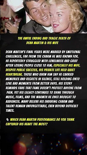 The Tragic Final Days of Dean Martin and His Wife #DeanMartin #ClassicLegend #HollywoodStory