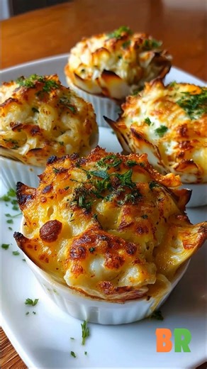 35-Minute Stuffed Crab Shells 🦀🧀 Sweet lump crab is folded into a creamy, cheese-forward filling and baked until golden and bubbling, delivering rich seafood flavor with a refined, party-ready presentation that rewards careful handling and balanced seasoning. 🛒Ingredients : 1/2 pound lump crab meat, drained well 1/2 cup cream cheese, softened 1/4 cup mayonnaise 1/2 cup shredded mozzarella cheese 1/4 cup grated Parmesan cheese 1 garlic clove, minced 1 teaspoon Old Bay or Cajun seasoning 1 teas