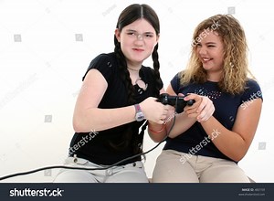Beautiful Tween Girls Playing Video Games Stock Photo 483159 | Shutterstock