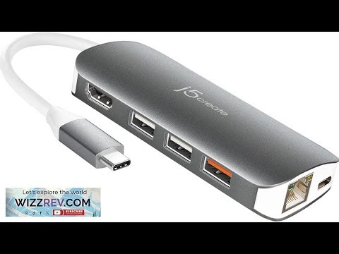 j5create USB C 9 in 1 Multi Adapter Multi Adapter HDMI Ethernet USB 3.1 SD and MicroSD PD