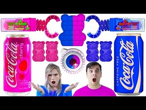 EATING ONLY ONE COLOR FOOD CHALLENGE | LAST TO STOP EATING PINK VS BLUE WINS BY CRAFTY HACKS