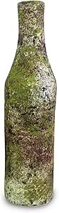 roro 10-Inch Handcrafted Ceramic Bottle Vase in Rustic Moss – Two-Step Hand-Glazed Stucco Texture, Farmhouse & Cottagecore Decor, Vintage-Inspired Stoneware with Mossy Green, Brown, and White Finish