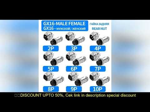 Connector GX16 small metal aviation socket 2/3/4/5/6/7pin electric cable terminal fixed type and but