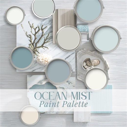 Blue Paint Palette Inspo Green Coastal Design 2026 Idea Cabinet Color Option Benjamin Moore Seaside Home Paint Scheme Laundry Room Master - Etsy