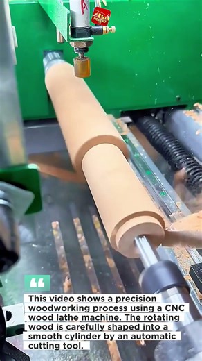 Satisfying Wood Turning on CNC Wood Lathe | Perfect Wooden Cylinder Machining Process