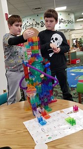 The Wall boys are enjoying the new marble maze at the library today! | Lewiston Public Library